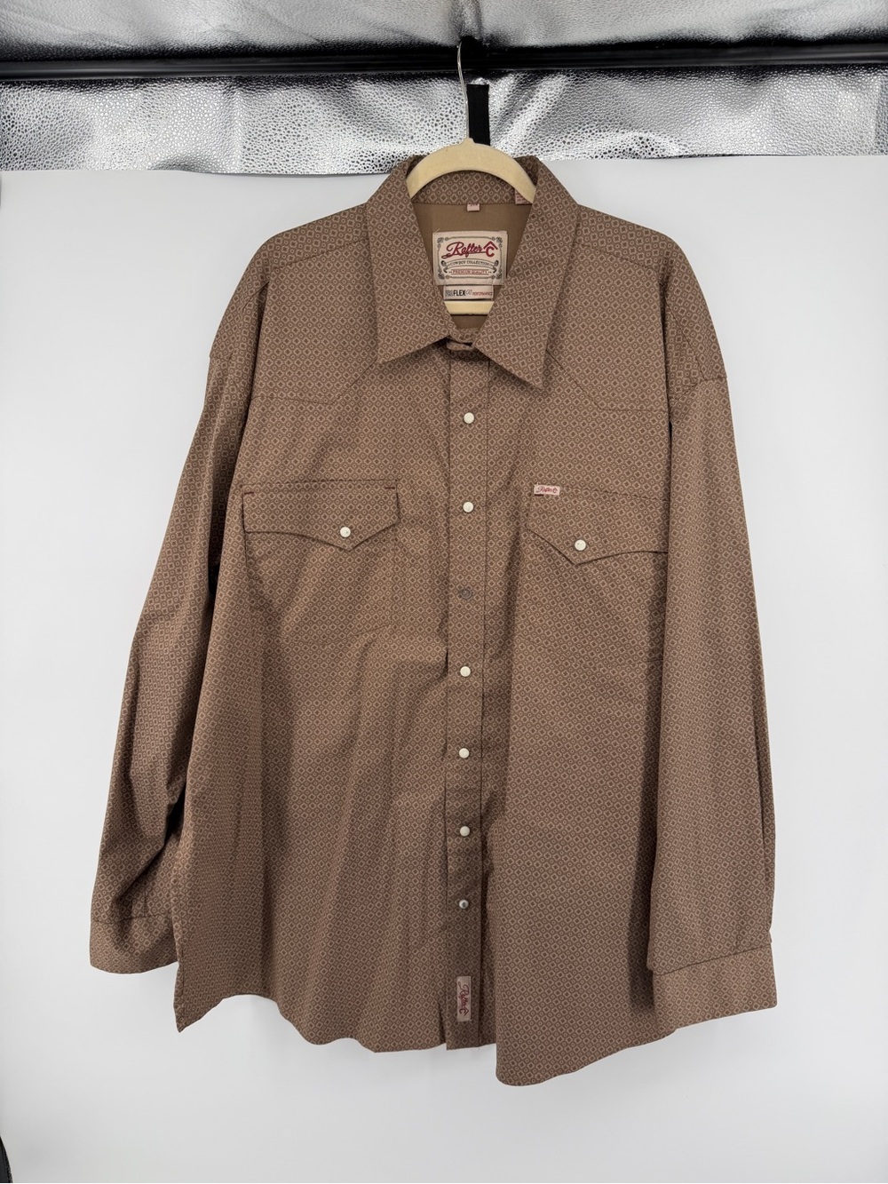 Big Ben Western Cowpoke Coastal Cowboy Brown Geo Print Button-Down Shirt Sz3X